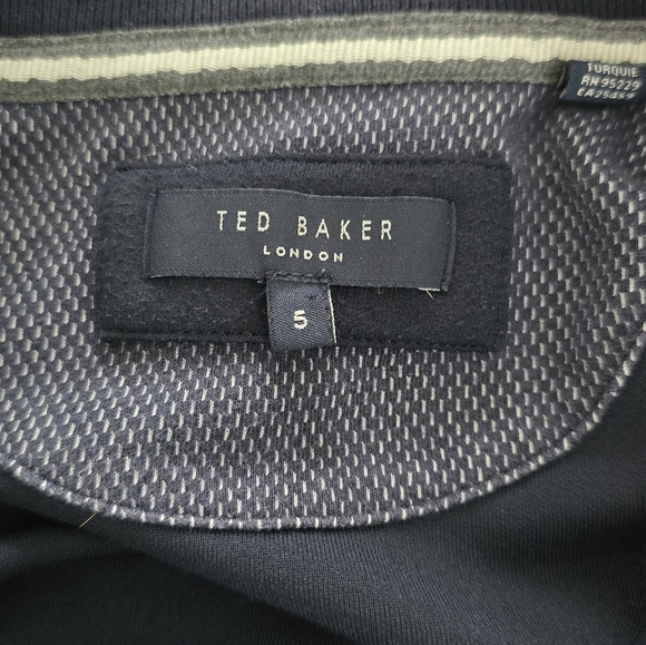 Ted Baker London Bomber Jacket Navy Blue Full Zip With Snap Button Size 5 - Picture 9 of 16